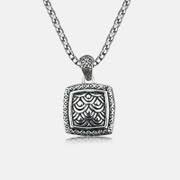 Square Intricate Floral Stainless Steel Pendant - Rock & Spark
