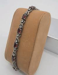 Vintage Sterling Silver 925 Garnet W/ CZ Accents Hinged Tennis Bracelet 7.5” DBJ | eBay