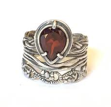 NWOT OR PAZ LACE STERLING SILVER 925 RED GARNET WIDE RING SZ ...