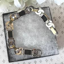 Antique Art Deco Gold & Silver Onyx Eternity Ring Bracelet ...