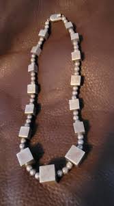 Vintage Sterling Round Square Heavy Geometric Mexican Artist Bead Necklace TM 87 | eBay