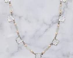 Antique Art Deco Square Cut Crystal & Frosted Glass Choker Necklace - Etsy