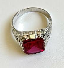Vintage 14k White Gold Art Deco Design Ruby Heat Treated Ring 9 3/4 | eBay