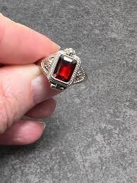 Garnet Poison Ring, Vintage Poison Ring, Locket Ring, Silver Box Ring, Secret Ring, Poisoner Ring, 925 Sterling Silver, Emerald Cut - Etsy