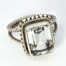 Blue topaz large 6 CT twisted rope sterling silver split ...