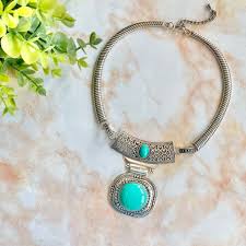 Vintage Afghan/indian Style Teal and Silver Necklace. - Etsy