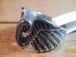 Unisex Stainless-Steel Biker's Ring, with a Tire & Wings ...