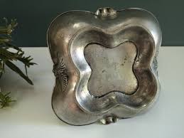 Vintage Pewter Dish in the Shape of a Basket, With Floral ...