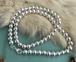 8mm Sterling Silver Plated Beaded Necklace - 20” length – D ...