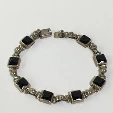 Sold at Auction: Mexico Sterling Silver Black Onyx Bracelet