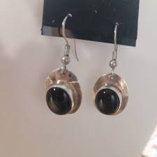 Silver 925 Jewelry Set Earrings Necklace Pendant Onyx Stones Mexico Black | eBay