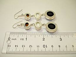AB Black Onyx White Jade Tiger's Eye Three-Stone 925 Silver Hook Earrings 2.75" | eBay