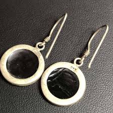 2176 Abalone Inlay stone earrings boho beachy 925 Sterling silver | eBay