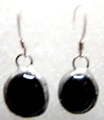 VINTAGE STERLING SILVER BLACK ONYX DANGLE PIERCED EARRINGS ...
