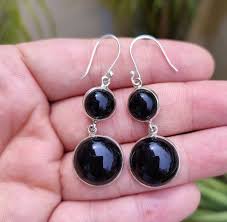 Black Onyx Earrings, 925 Sterling Silver Dangle Earrings ...