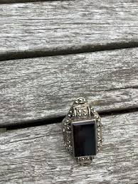 vintage black onyx 8 victorian Steampunk Mourning Mcm Art Deco Ring | eBay