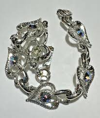 Vintage Silver tone Heart Shape AB Rhinestone Tennis Chain ...