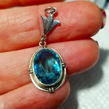no name | Jewelry | London Blue Topaz Large Sterling Pendant Vintage | Poshmark