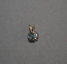 Vintage 10 Karat Yellow Gold Pendant With Blue Cubic Zirconia | eBay