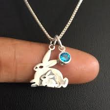 Mama and Baby Bunny Necklace, Sterling Silver Bunny Rabbit Pendant, Rabbit Charm Jewelry, Family Birthstone Jewelry, Bridal Wedding Necklace - Etsy