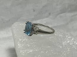 10K White Gold Ring Sz 7.25 Baby Blue Stone Fine Jewelry 3.7g | eBay