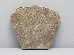 Gorgeous Silver Compact Beautifully Engraved w/ Beveled ...