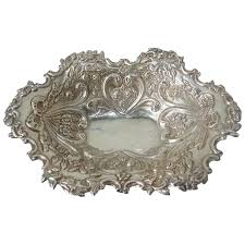 Late Victorian Sterling Silver Bonbon / Nut Dish - London. For Sale at Ruby Lane