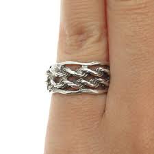 925 Sterling Silver Vintage Twisted / Wicker Band Ring Size ...