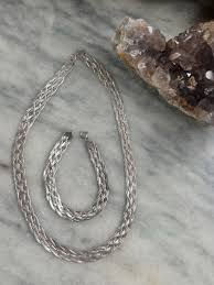 sterling silver woven necklace and matching bracelet - estate | eBay