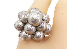 LOS BALLESTEROS 925 Silver Vintage Bubble Cluster Cocktail ...