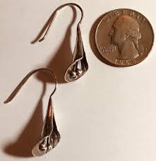 VINTAGE HANDMADE STERLING SILVER .925 CALLA LILY FLOWER EARRINGS-1.25” | eBay