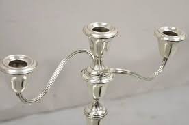 Gorham 808/1 Weighted Sterling Silver 3 Light Candlestick Candle - a Pair at 1stDibs | weighted sterling silver candle holders, what is weighted sterling