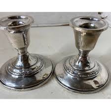 Damask rose heirloom sterling candlestick shop