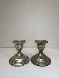 PAIR (2) VINTAGE Fisher Sterling Silver Candlesticks w/ Insert Wax Catchers #850 $67.97 - PicClick