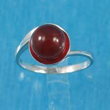 Solid Sterling Silver 925 & Rhodium Plated, 8 mm Carnelian ...