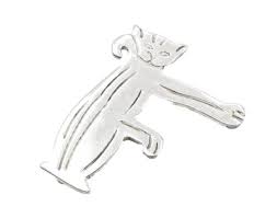 MEXICO 925 Sterling Silver Vintage Shiny Cat F Initial ...