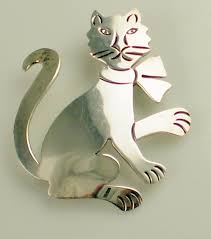 Estate Vintage Large SITTING CAT TAXCO MEXICO Sterling ...