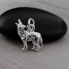 Silver Wolf Charm - Howling Coyote Charm - Werewolf Charm ...