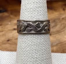 VINTAGE STERLING SILVER ORNATE CARVED OUR BAND RING SIZE ...