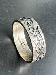 MENS 925 STERLING SILVER ABSTRACT ENGRAVING BAND RING SIZE ...