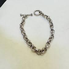 7.4" Sterling Silver Rolo Toggle Bracelet - Etsy