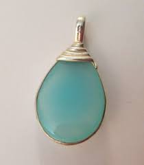 INDIA 925 Sterling Silver Blue Chalcedony Teardrop Pendant | eBay