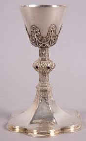 Lot - A Sterling Silver and Jeweled Chalice