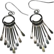 Estate Modernist Mixed Metal Earrings. For Sale at Ruby Lane