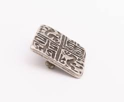 925 Sterling Silver Vintage Brooch Pin Solid Square Etched ...