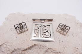 Mid Century Japanese Sterling Silver Jewelry Set in Original ...