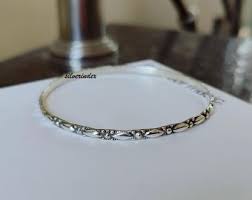 Sterling Silver Handmade Bangle Bracelet, Minimalist Flower ...