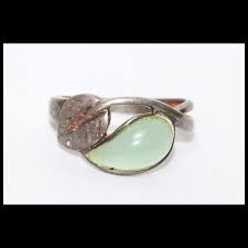 Vintage Sterling Silver Jade Stone Ring. For Sale at Ruby Lane