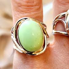 Citron Chrysoprase Cuff Ring .925 Sterling Silver for ...
