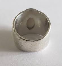 Sterling Silver 925 Moonstone 2 Pearls Ladies Ring Wide Band ...